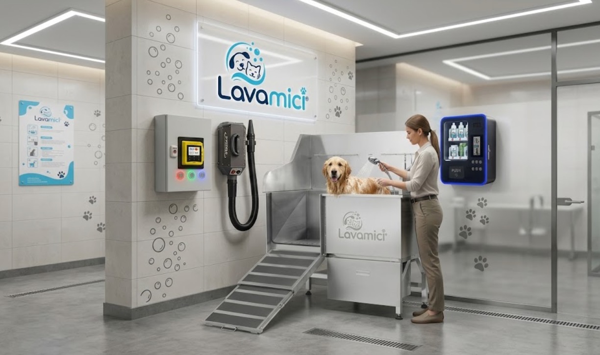 Kit Angolo PET WASH — Vasca inox con rampa di accesso per cani LAVAMICI®